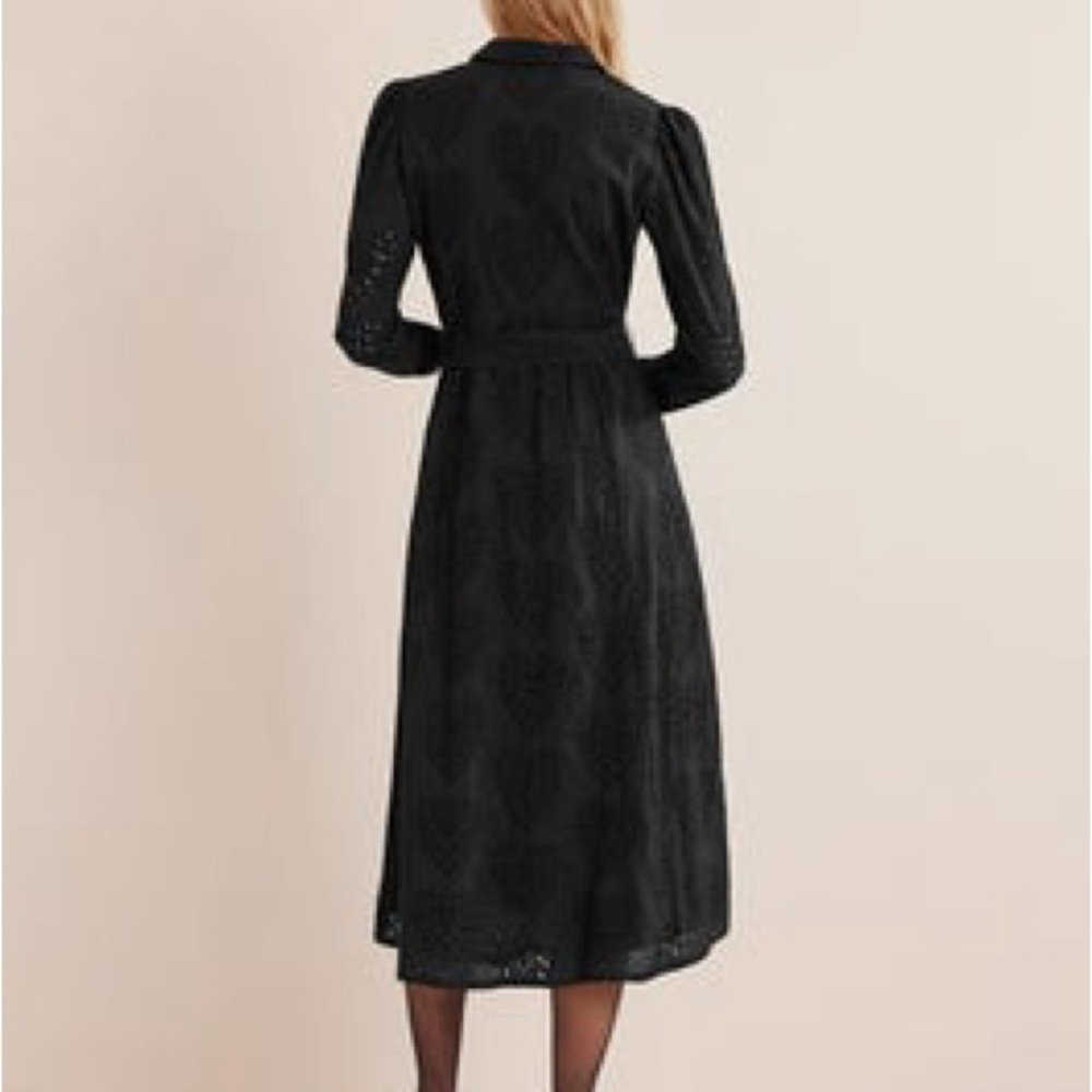 Boden Black Eyelet Button-Front Midi Dress - Picture 2 of 14